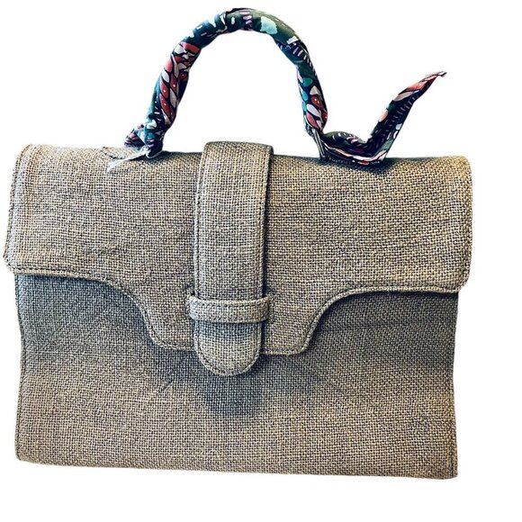 DLD Handbags - DLD Beach Jute Ville Bandana Olive Tote Top Handle Crossbody Bag